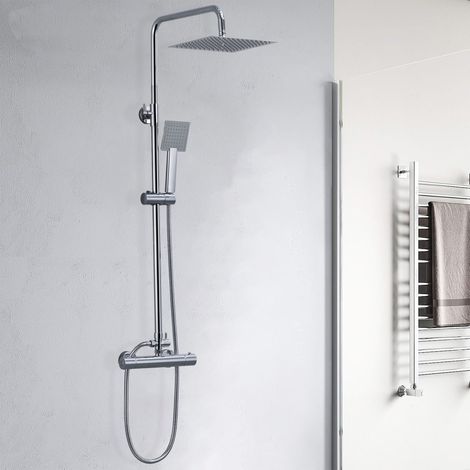 Biubiubath Thermostatic mixer shower square chrome water saving exposed shower set (1/5)