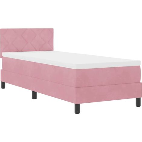 Lit Simple,Lit à ressorts avec matelas Rose 80 x 200 cm Velours (1/5)