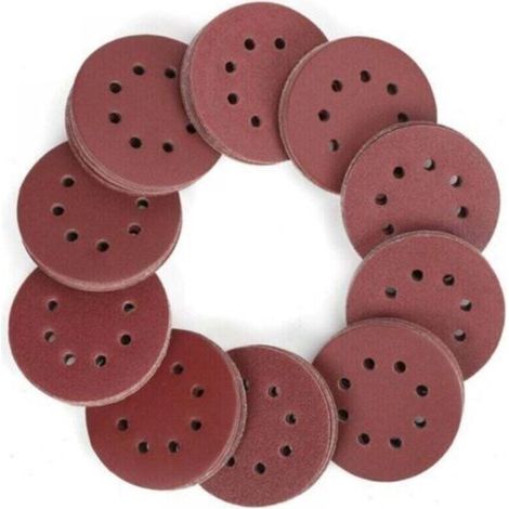 Disques de Ponçage 150 Pièces, XU, Abrasifs 125mm avec 8 Trous, Papier Verre, Sablé, Grain 60, 80, 100, 120, 150,180, 240, 320, 400, 600 pour Polissage, Dérouillage, Finition - (1/4)