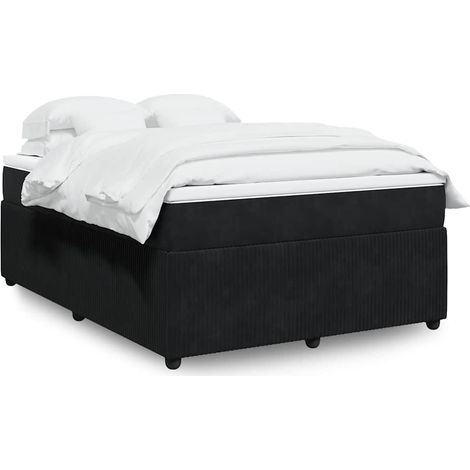 Boxspringbett mit Matratze Schwarz 160x200 cm Samt