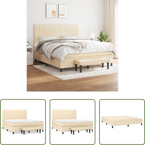 vidaXL Kopfteil - Boxspringbett mit Matratze Creme 180x200 cm Stoff (1/5)