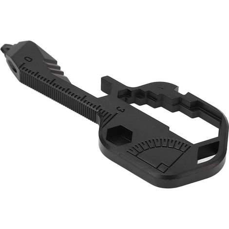 Multitool 24-en-1 en acier inoxydable, porte-clés portable multifonction pour activités extérieures, outil de poche noir (1/5)