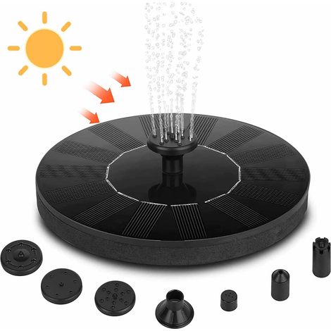 Fontaine Solaire Extérieure 1.5W Améliorée avec 6 Effets de Jet et, Fontaine Flottante pour Jardin, Étang, Bain d'oiseaux
