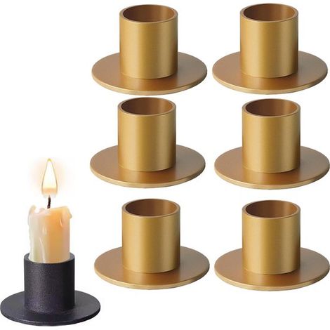 Portavelas, 6 piezas, Portavelas de metal, Portavelas para velas pequeñas, Estante para velas, Posavasos para velas, Portavelas, Negro (1/5)