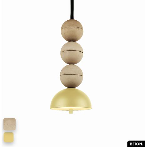 Lampe de suspension en béton - BOSFOR CONCRETE SABLE - CITRON 3 BALLES LED 14W (1/2)