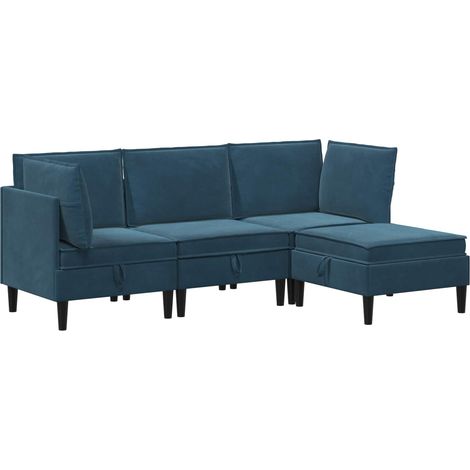 Wohnzimmergarnitur 4 Stk. Blau Samt vidaXL (1/5)