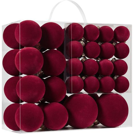 Boules De Noël - Boules En Velours Floqué - Pour Arbre De Noël Intérieur - 46 Pièces (1/5)