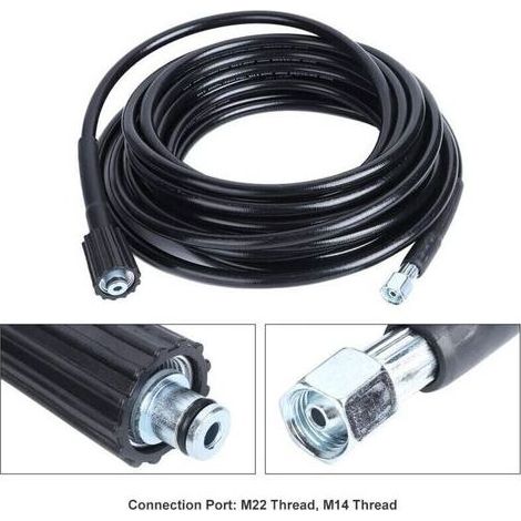Tuyau Haute Pression 10m, M22 Filetage - Flexible Nettoyeur Haute Pression Avec Connecteur Quick Connect de Type clic pour nettoyeurs Haute Pression Krcher K2 K3 (1/4)