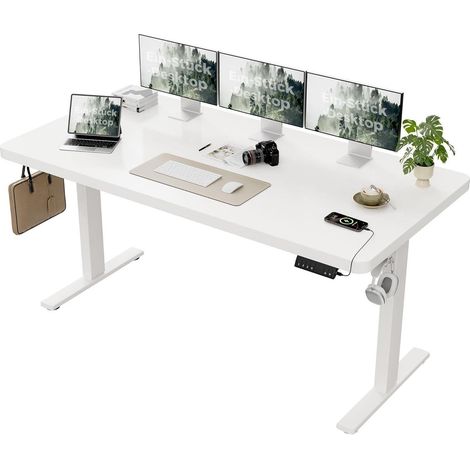 Schreibtisch höhenverstellbar 160x80 28mm 2 Weiß 160 x 80 cm Pro (1/5)