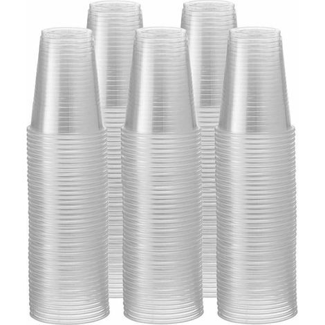 Lot de 100 gobelets jetables transparents en plastique épais de 20 cl (7 oz). neufs. (1/5)