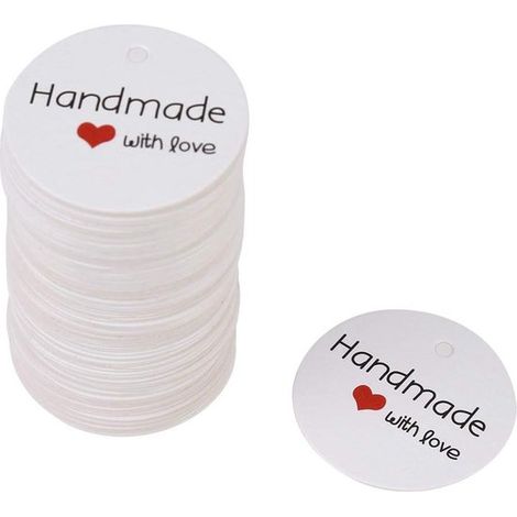 100 Étiquettes Papier Rondes Blanches pour Cadeaux et Artisanat (1/5)
