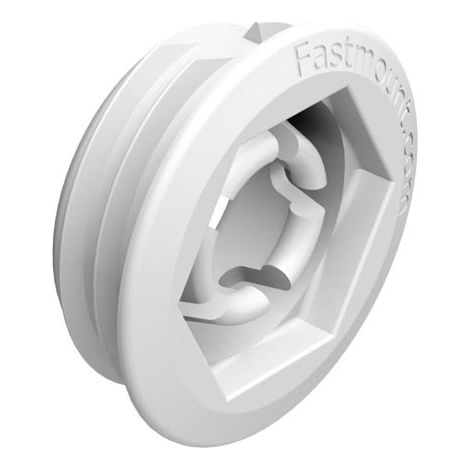 Clip femelle 5kg autotaraudeur bois lp-f8 - low profile - - Matériau : Plastique - Fixation : A encastrer - Diamètre perçage : 25 mm - Décor : Blanc - Charge : 5 kg - FASTMOUNT (1/2)