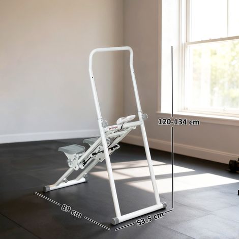 Stepper vertical pliable (avec poignée réglable, pédales antidérapantes et écran LCD), blanc (1/5)