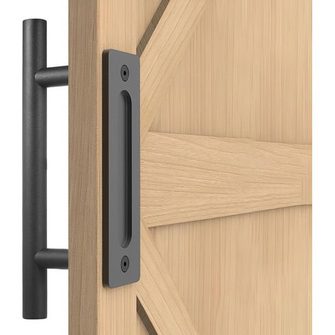 30CM Poignée de Porte Coulissante, Noires Avec Poignée de Porte Coulissante, Grande Taille Rustique, Convient pour Portails, Garages, Armoires