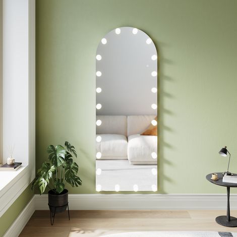 ELEGANT Arch Freestanding Mirrors with Memory Function 3 Colors of Light Modes, Wall Hanging or Vertica Mirror with 26 Emovable Light Bulbs and Smart Touch Screen, 1600 x 600 x 35mm (1/5)