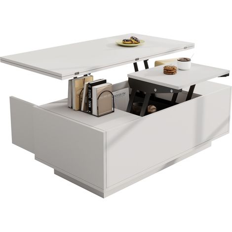 Moderner Couchtisch mit Doppel-Hebemechanismus, verstecktem Stauraum – Belastbar bis 50 kg (1/5)