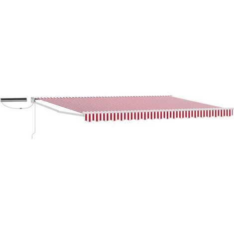 Store banne électrique rétractable, rouge et blanc, 4,5 x 3 mètres. (1/5)