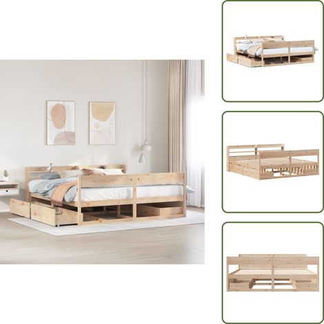 vidaXL Cadre de lit sans matelas 200x200 cm bois massif de pin (1/5)