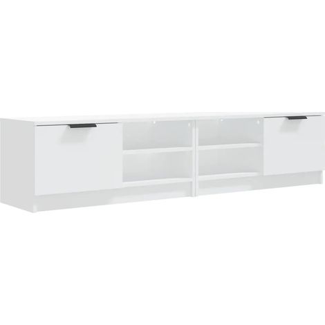 Lot de 2 meubles TV tendance moderne 80 x 35 x 36,5 cm en bois d'ingénierie blanc