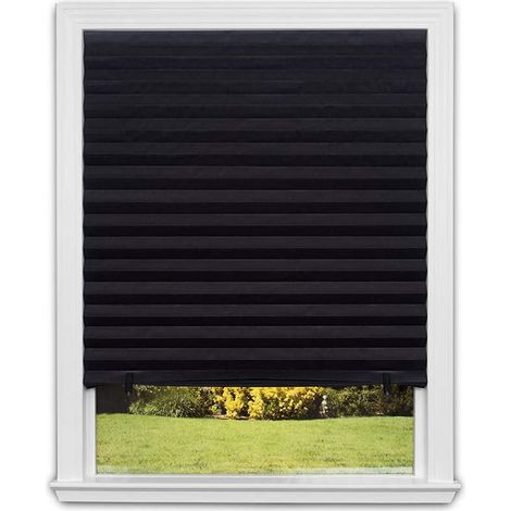 Store Vénitien En Papier - 91,4 x 182,9 Cm - Pour Fenêtre Intérieure Ou Extérieure - Sans Perçage - Noir - Lot De 6