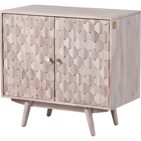 Kommode Akazie 80x42x75 weiß lackiert MOSAYK 213 (1/3)