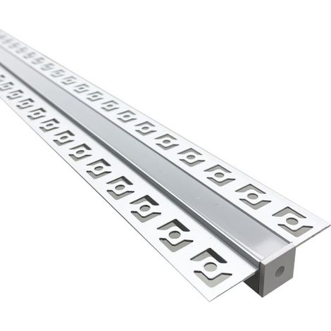 Silumen – Profilé aluminium encastrable pour ruban LED – Longueur 2 m – Couvercle blanc opaque pour diffusion harmonieuse – Dissipation thermique rapide