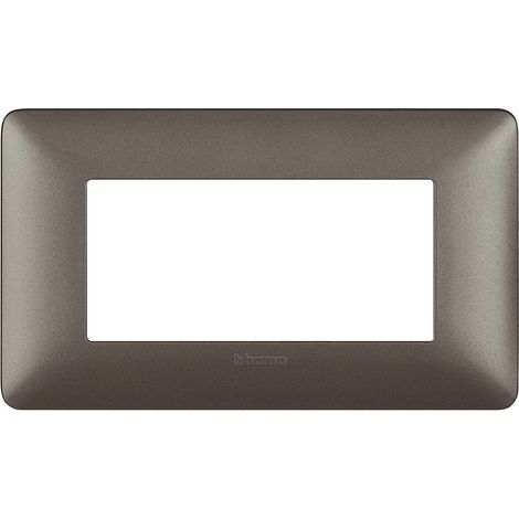 Placca 4 moduli Matix, tecnopolimero, colore acciaio  BTIAM4804IR
