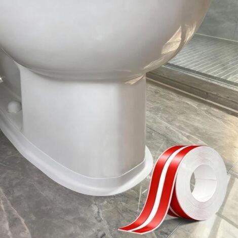 Joint Salle de Bain, Ruban Calfeutrage Silicone Autocollant Anti-Moisissure Blanc - Joints Étanchéité pour Baignoire / Toilettes / Douche, 4m au total (1/5)