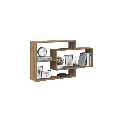 Étagère murale avec 3 espaces ouverts Kazko 104cm – Pratique et élégante-Marron clair (1/5)