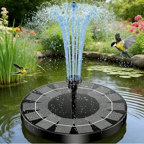 Fontaine Solaire à Pompe pour Bain d'oiseaux avec 6 Buses, 2,5 W pou Jardin, étang, Piscine, Aquarium et extérieur(2,5W)