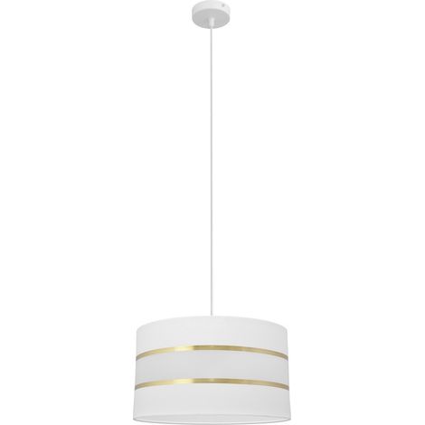 Helam HELEN Plafonnier Suspension Cylindrique Blanc, Or 35cm