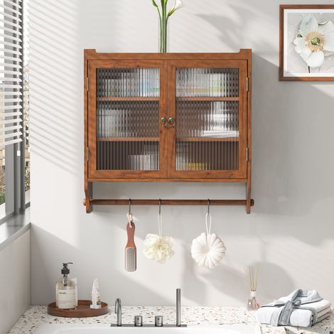 mobile contenitore 63 cm vetro scanalato marrone bagno OKMYHOME (1/5)