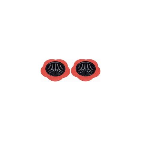Set di 2 filtri per lavello in silicone, filtri per versare, filtri per scarico, bordo largo 11,4 cm di diametro (11,4 cm di diametro, 2 rossi) - Crezuo (1/4)