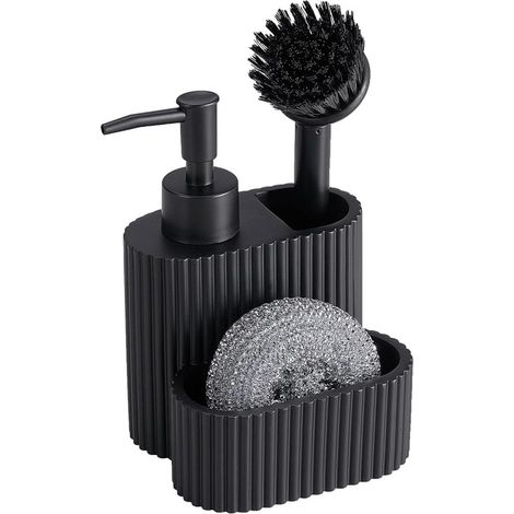 Distributeur Savon Cuisine Brosse à Vaisselle et Éponge 3 en 1 Organisateur Evier Cuisine avec (1/3)