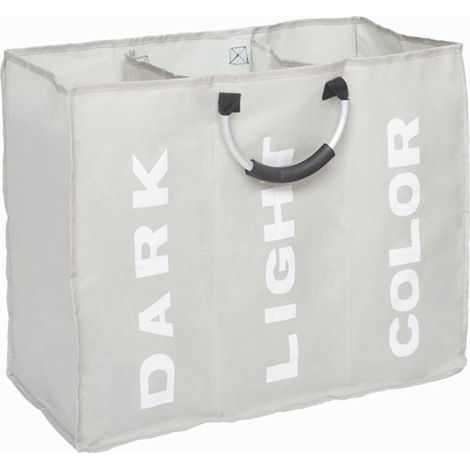Panier à linge à 3 compartiments, grand sac à linge pliable en tissu avec poignées de transport pour le linge sale, idéal pour la maison, la salle de bain ou les dortoirs. (1/5)