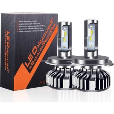 2 Ampoules,Ampoule H4 LED,10000LM Phares pour Voiture et Moto,Ampoules Auto de Rechange pour Lampes Halogènes et Kit Xenon,12V 6000K (1/4)