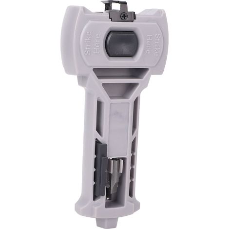 Outil de mortaisage pour loquet de porte, permettant un traçage précis et l'installation de loquets sur des portes de 35 ou 44 mm d'épaisseur (gris). (1/5)