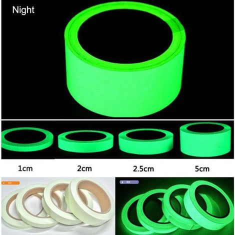 Ruban adhésif fluorescent lumineux 2 volumes, étanche, amovible, brille dans le noir, pour escaliers, scène chambre à coucher, garage – 3 cm x 3 m (1/5)