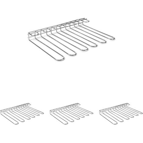 Lot de 4 Supports à verres, Acier inoxydable, Montage mural ou plafond, Capacité 20 verres, Pour cuisine professionnelle (1/5)
