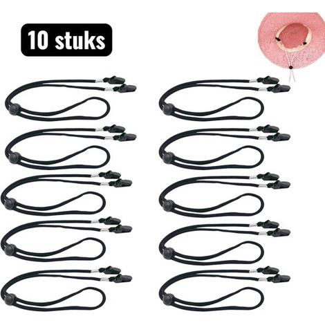 10 piezas, Correa universal cortavientos para gorras y sombreros de sol, Sistema de gancho ajustable para todos los tamaños de sombrero, Beige (1/5)