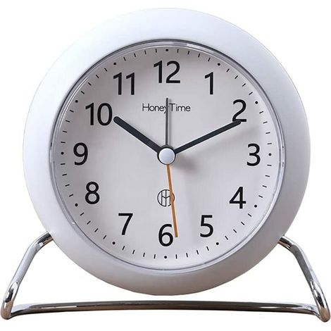 Uhr, 10 cm, runder Wecker, nicht tickend, batteriebetrieben, Lichtemissionsfunktion, superleiser Wecker, einfaches und elegantes Design für Büro/Schlafzimmer (Marineblau) – Marineblau