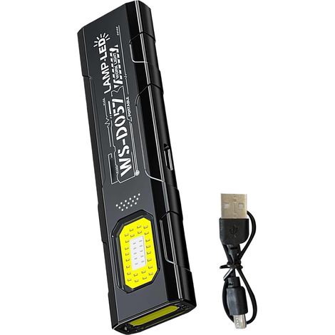 Générique Lampe Torche Magnétique - Lampe de Poche Électrique USB 5 Modes avec Chargeur - Lumière LED Automobile 800mAh avec Pince,Pour Mécanique Extérieur Garage Détail Camping Chantier
