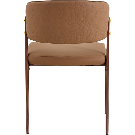 Chaise de salle à manger moderne en cuir régénéré brun, dossier ergonomique et piètement métal, confortable et facile d’entretien pour cuisine, salon ou bureau - CHICFURN (1/5)