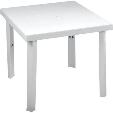 Mesa de exterior cuadrada en resina Figaro blanca