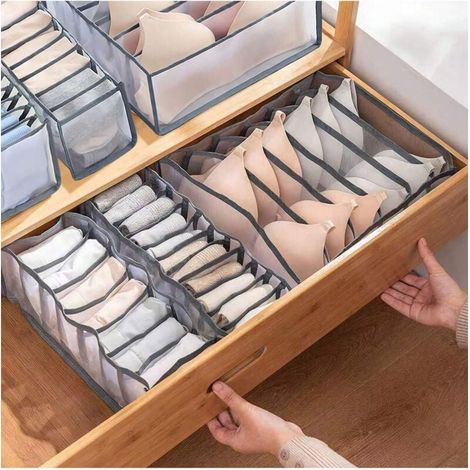 6-teiliger Wäscheschubladen-Organizer, Aufbewahrung für BHs und Socken, faltbarer Kleiderschrank-Organizer für BHs, Socken, Krawatten (1/4)