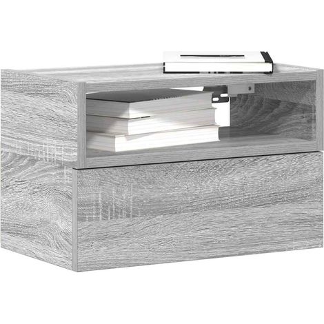 Mesitas de noche de pared 2 uds gris 45x26x28,5 cm