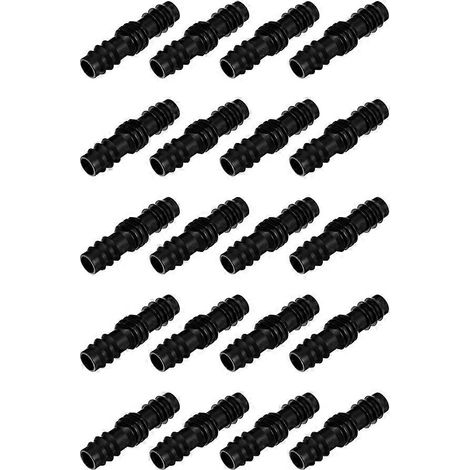 Lot de 20 raccords droits pour tuyau d'arrosage, en polypropylène noir, pour l'irrigation. (1/5)
