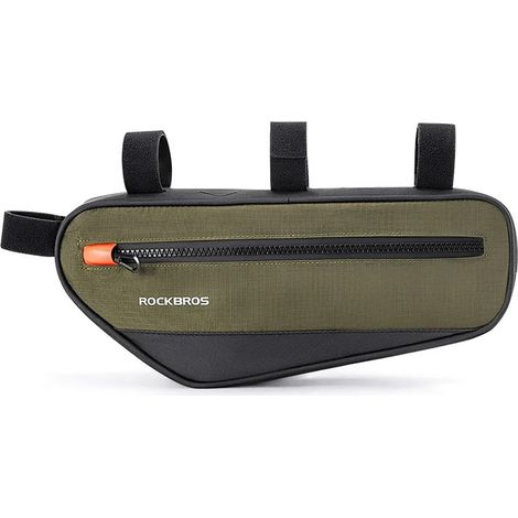 Bolsa para cuadro de bicicleta con bolsillo lateral de 1,7 l - verde y negro (1/5)