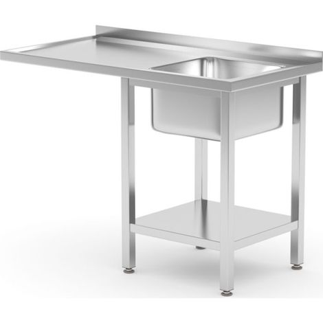 Table avec évier, espace pour lave-vaisselle et étagère - Ref 237526 - 69x120xH89 cm - Hendi