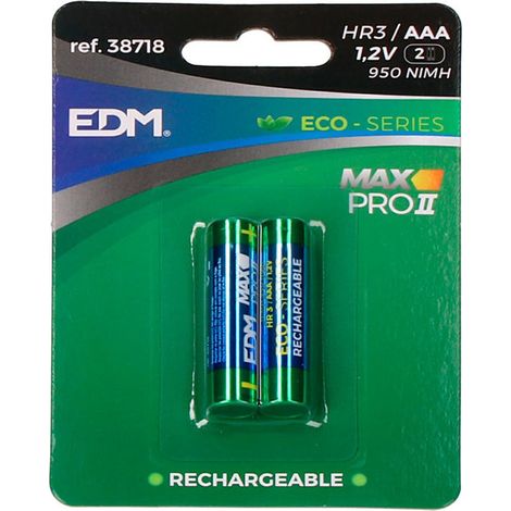 Batterie EDM rechargeable aaa série Eco - lr03 950ma blister 2 unités ø10,5x44,5mm (1/3)